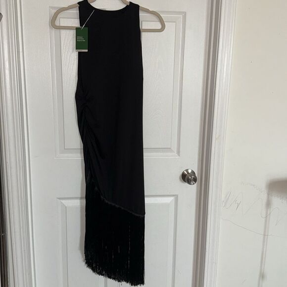 Halara Round Neck Sleeveless Ruched Fringe Bodycon Midi Resort Dress S NWT - Picture 6 of 13